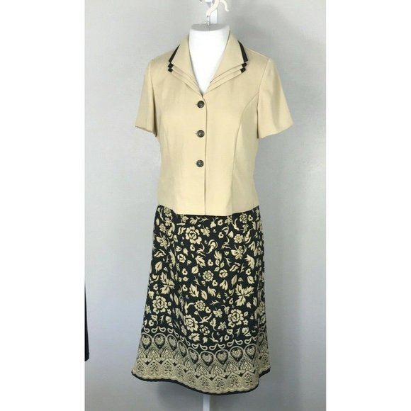 Danny & Nicole Blazer & Skirt Classy Beige & Black Outfit Suit Set ~ Sz 10P - Picture 4 of 9